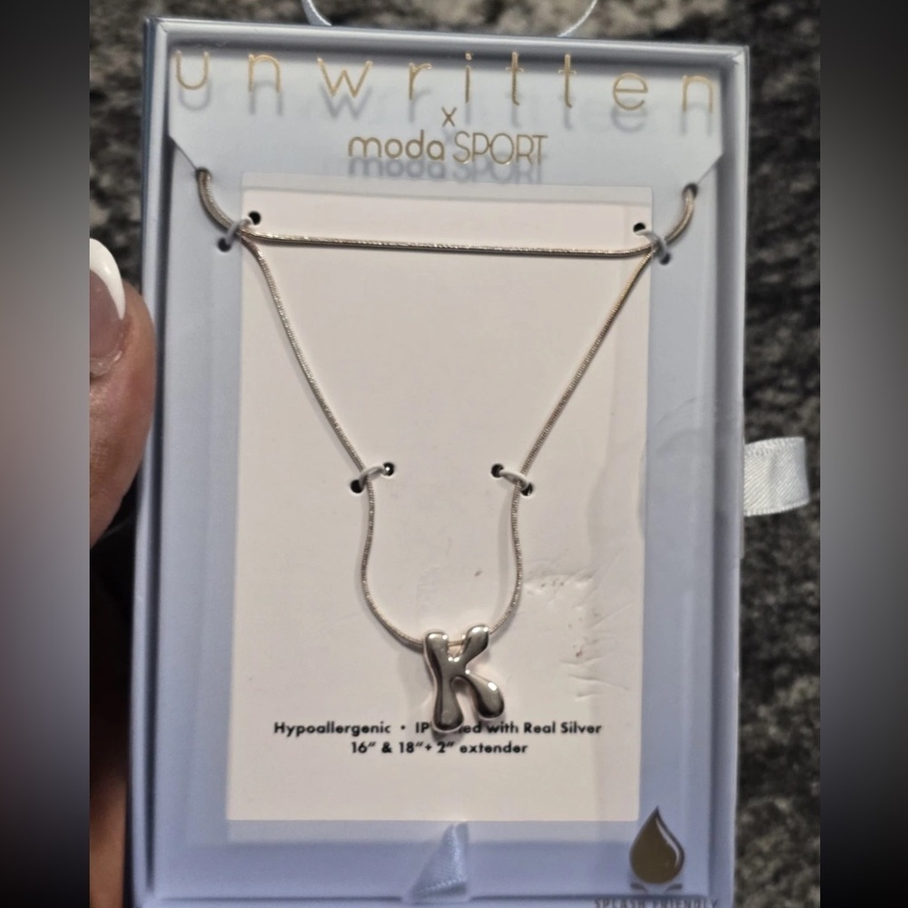 Unwritten Silver Letter K Name  Necklace Women New